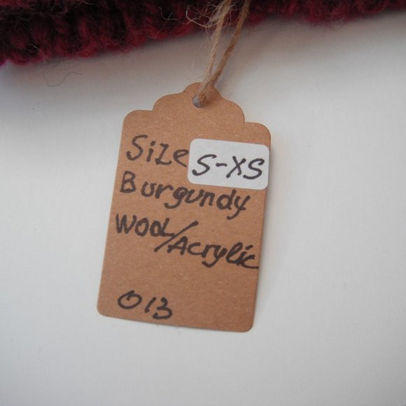 Hand Knitted Hat Toque Adult Size - S-XS Wool/Acrylic Color Burgundy - 013 - Picture 7 of 8